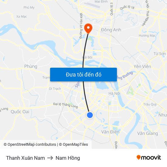 Thanh Xuân Nam to Nam Hồng map