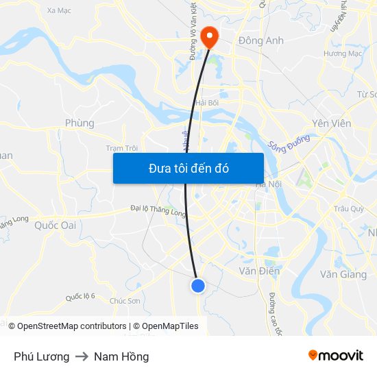 Phú Lương to Nam Hồng map