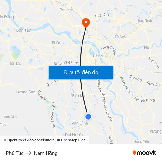 Phú Túc to Nam Hồng map