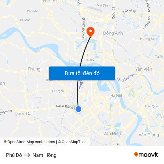 Phú Đô to Nam Hồng map