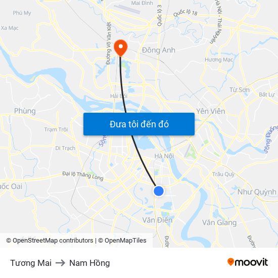 Tương Mai to Nam Hồng map