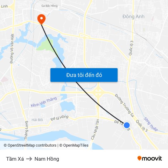 Tầm Xá to Nam Hồng map