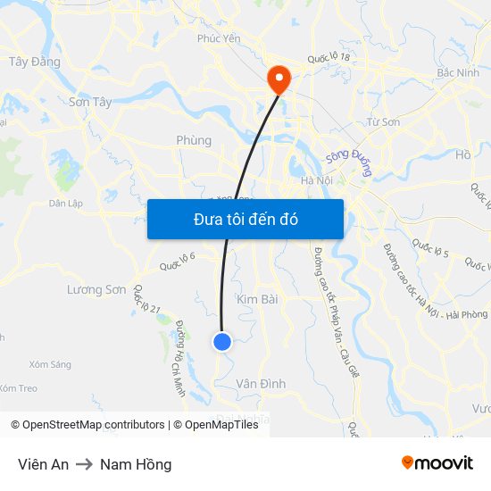 Viên An to Nam Hồng map