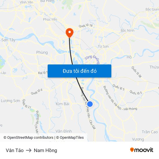 Vân Tảo to Nam Hồng map