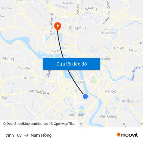 Vĩnh Tuy to Nam Hồng map