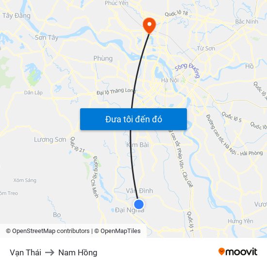 Vạn Thái to Nam Hồng map