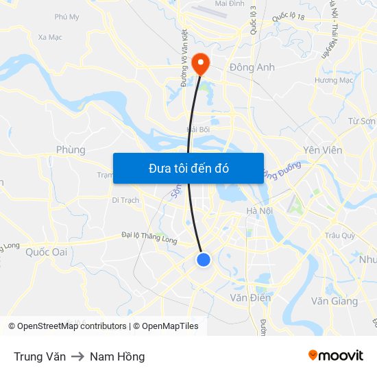 Trung Văn to Nam Hồng map