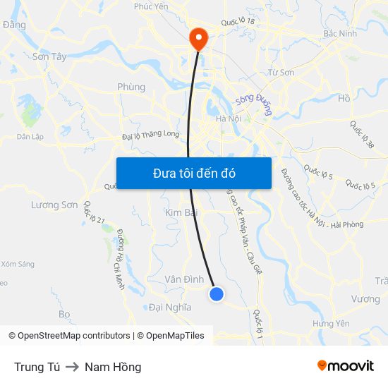 Trung Tú to Nam Hồng map