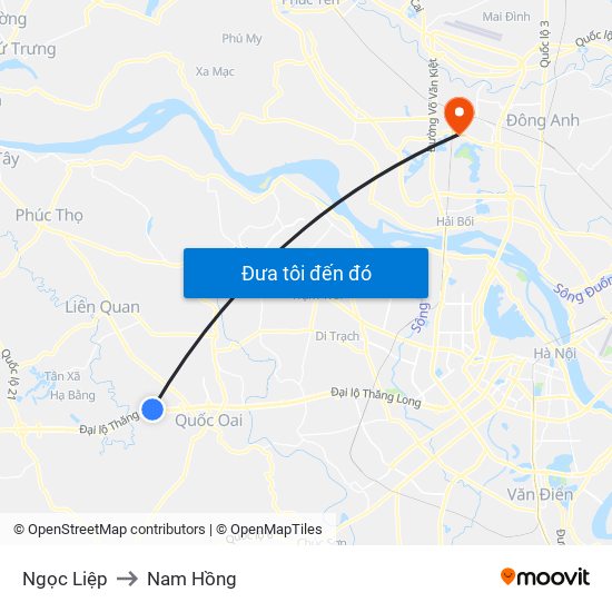 Ngọc Liệp to Nam Hồng map