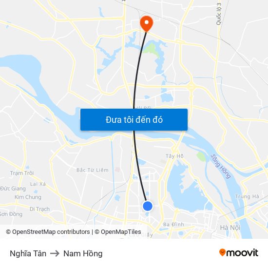 Nghĩa Tân to Nam Hồng map