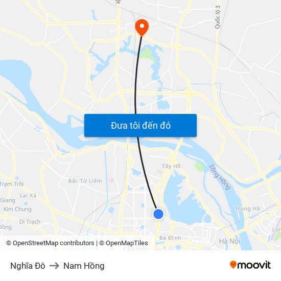 Nghĩa Đô to Nam Hồng map