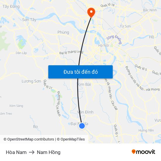 Hòa Nam to Nam Hồng map
