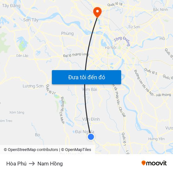 Hòa Phú to Nam Hồng map