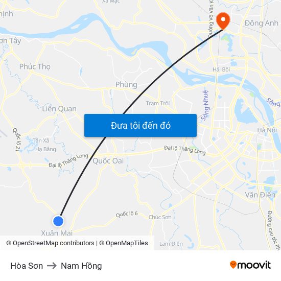 Hòa Sơn to Nam Hồng map