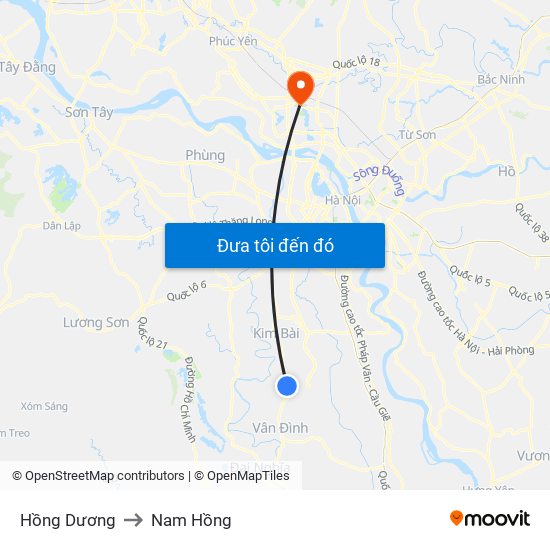 Hồng Dương to Nam Hồng map