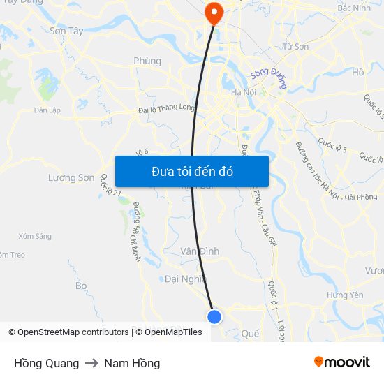 Hồng Quang to Nam Hồng map