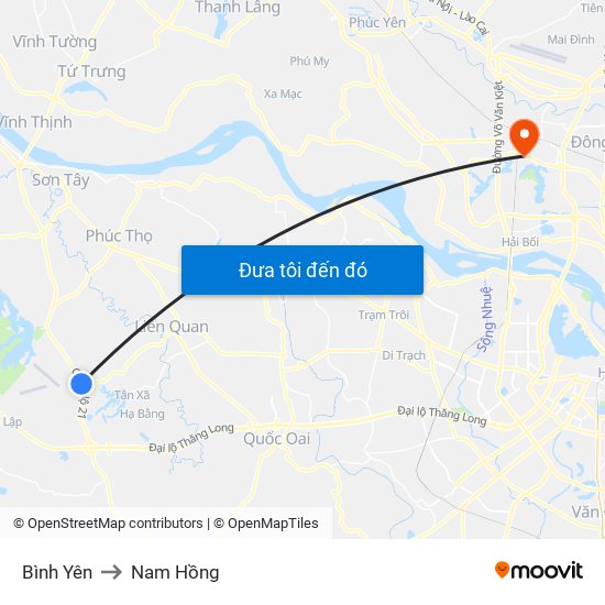 Bình Yên to Nam Hồng map