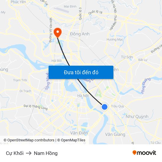 Cự Khối to Nam Hồng map