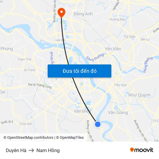 Duyên Hà to Nam Hồng map