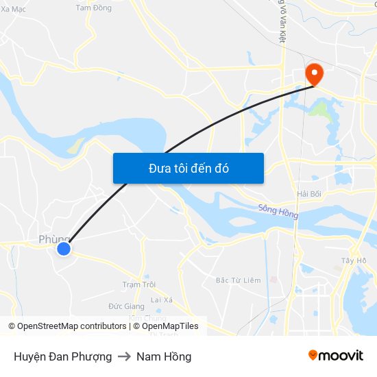 Huyện Đan Phượng to Nam Hồng map