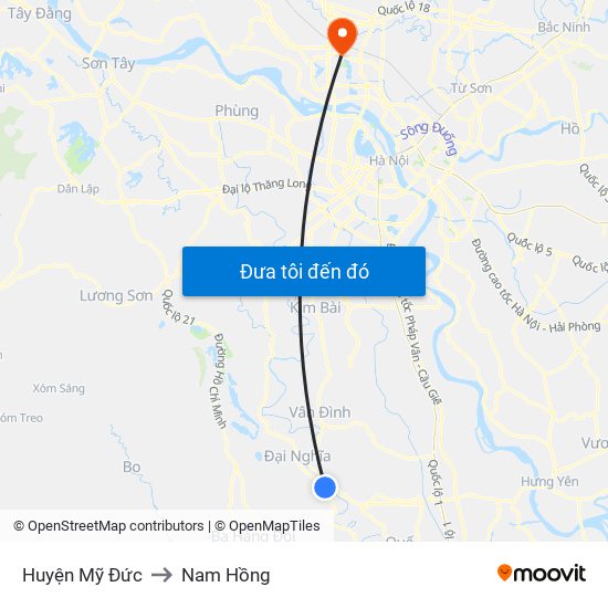 Huyện Mỹ Đức to Nam Hồng map