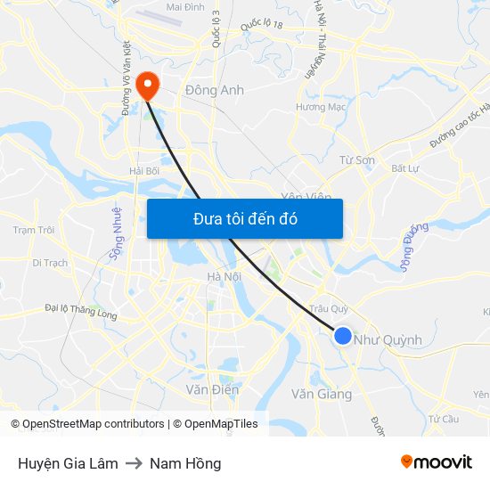 Huyện Gia Lâm to Nam Hồng map