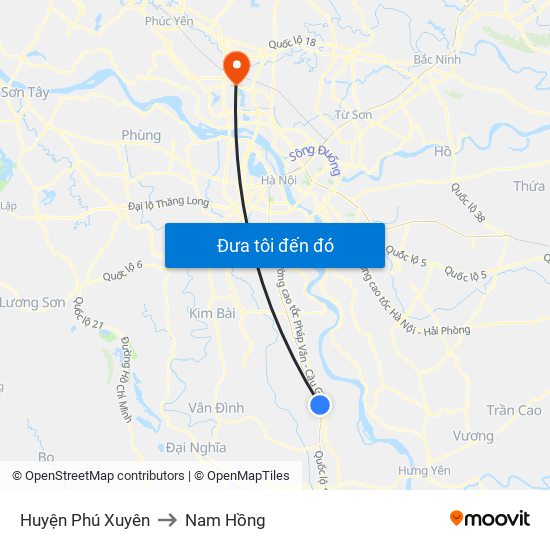 Huyện Phú Xuyên to Nam Hồng map
