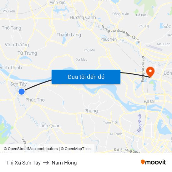 Thị Xã Sơn Tây to Nam Hồng map