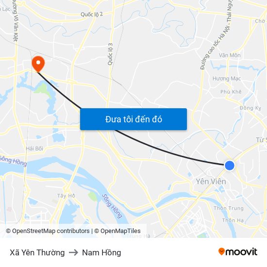 Xã Yên Thường to Nam Hồng map