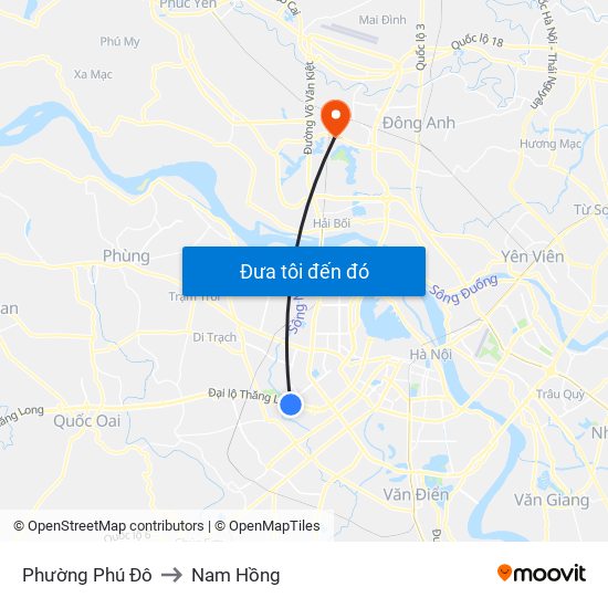 Phường Phú Đô to Nam Hồng map