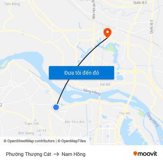 Phường Thượng Cát to Nam Hồng map