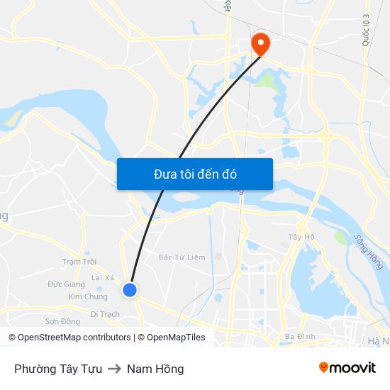 Phường Tây Tựu to Nam Hồng map