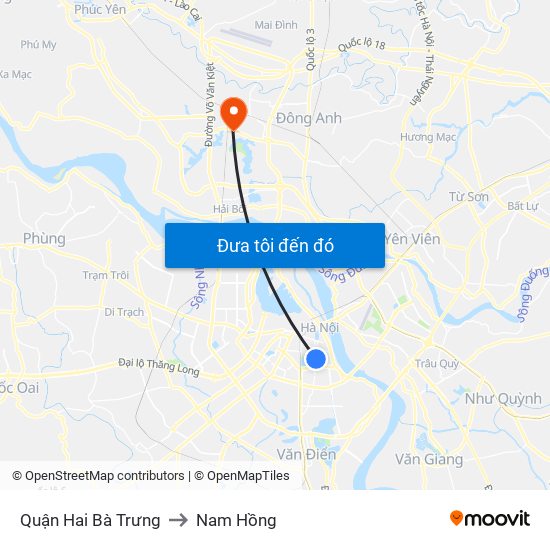 Quận Hai Bà Trưng to Nam Hồng map