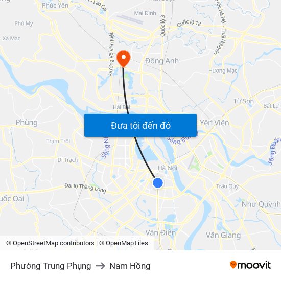 Phường Trung Phụng to Nam Hồng map