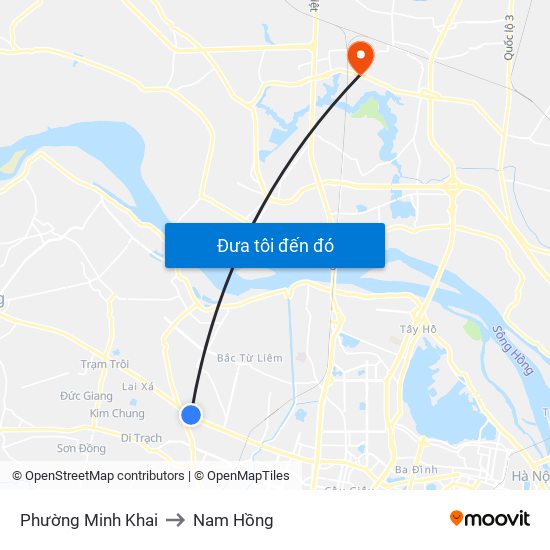 Phường Minh Khai to Nam Hồng map