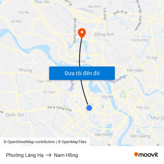 Phường Láng Hạ to Nam Hồng map