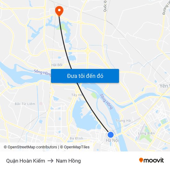 Quận Hoàn Kiếm to Nam Hồng map