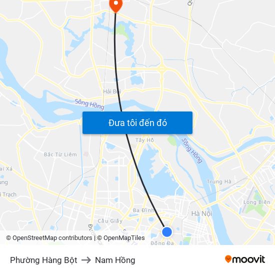 Phường Hàng Bột to Nam Hồng map