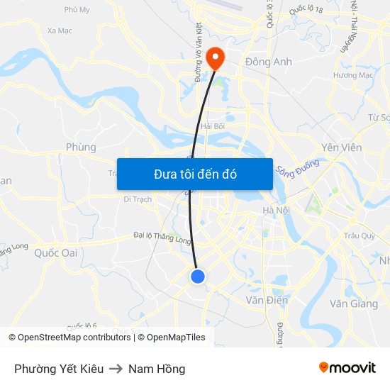 Phường Yết Kiêu to Nam Hồng map