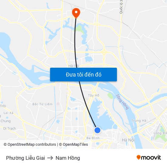 Phường Liễu Giai to Nam Hồng map