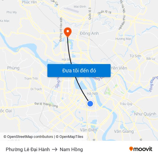 Phường Lê Đại Hành to Nam Hồng map