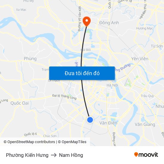 Phường Kiến Hưng to Nam Hồng map