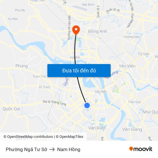 Phường Ngã Tư Sở to Nam Hồng map