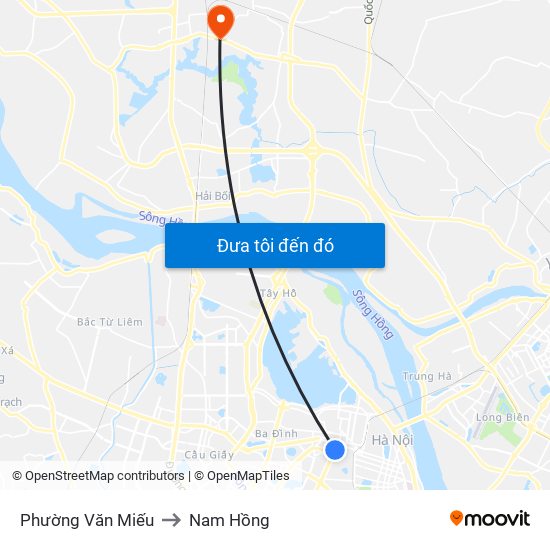 Phường Văn Miếu to Nam Hồng map