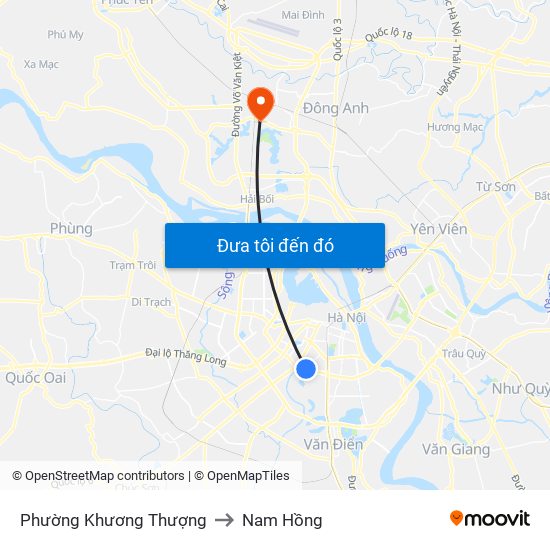 Phường Khương Thượng to Nam Hồng map