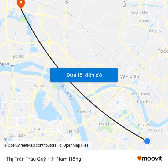 Thị Trấn Trâu Quỳ to Nam Hồng map