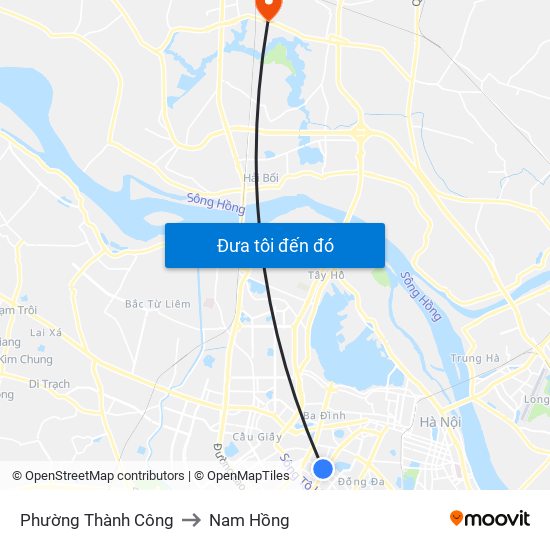 Phường Thành Công to Nam Hồng map
