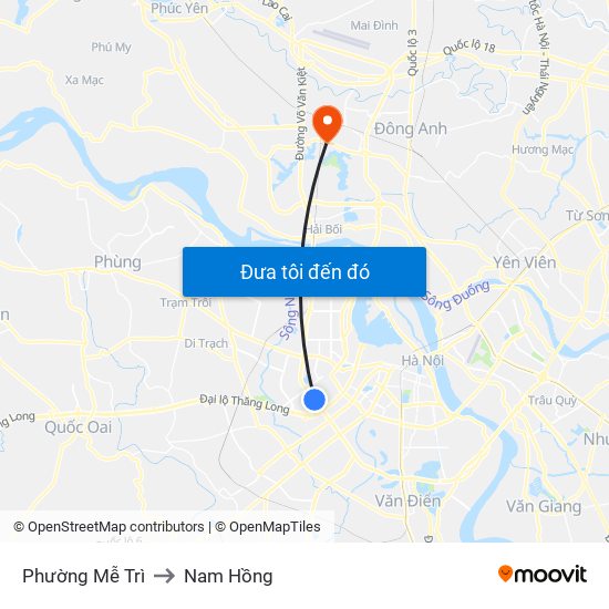 Phường Mễ Trì to Nam Hồng map