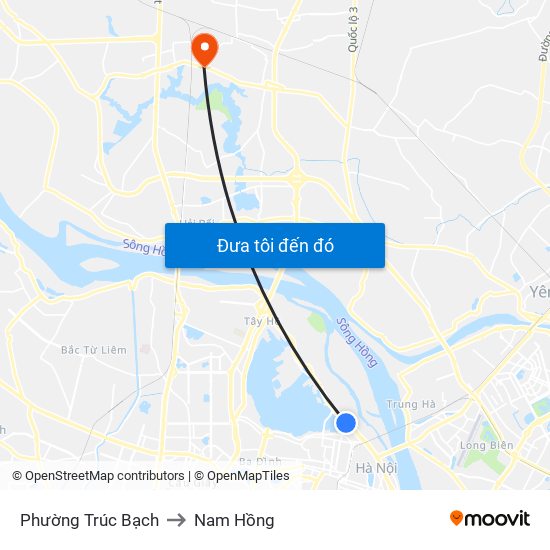 Phường Trúc Bạch to Nam Hồng map