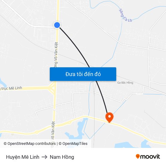 Huyện Mê Linh to Nam Hồng map